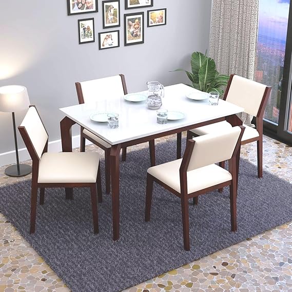 MURALICRAFT Solid Sheesham Wood Dining Table 4 Seater | 45 Inch Wooden Dining Table Set for Home,
