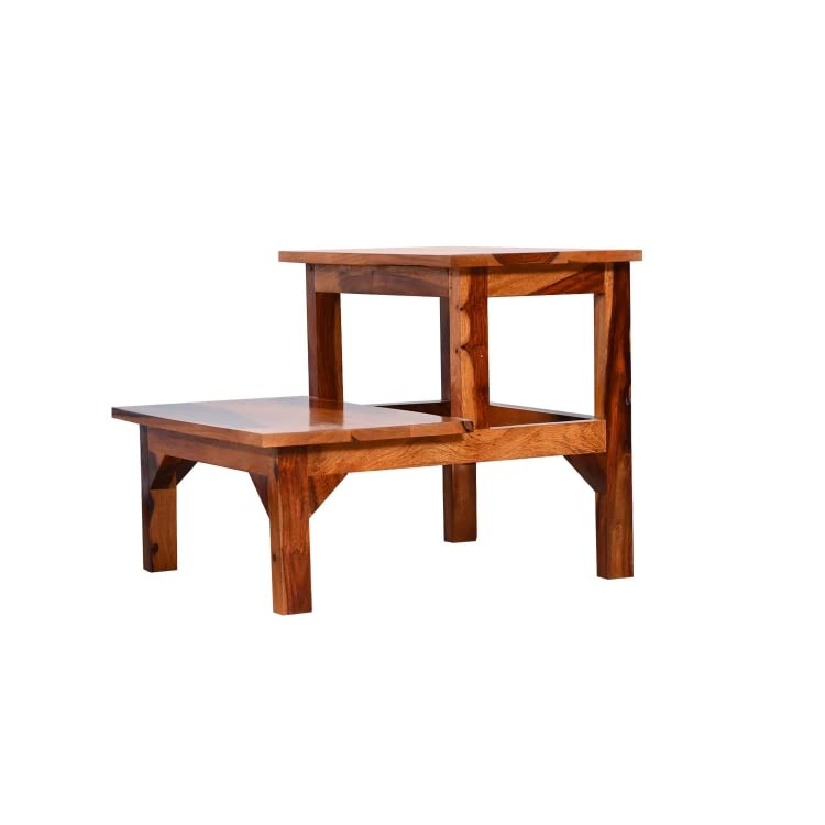 Murali Craft Solid Sheesham Wood Two-Step Wooden Stool