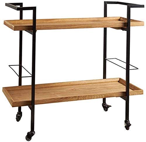 Murali Craft Sheesham Wood 3-Tier Bar Trolley – Brown & Black