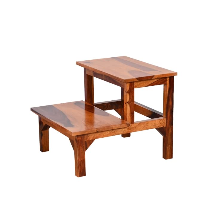 Murali Craft Solid Sheesham Wood Two-Step Wooden Stool