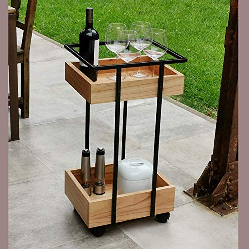 Murali Craft Sheesham Wood 3-Tier Bar Trolley – Brown Finish