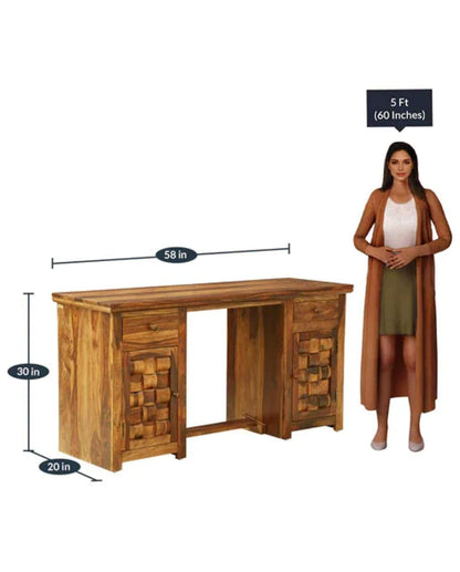 Murali Craft Sheesham Wood Study Desk With Storage – Teak Finish