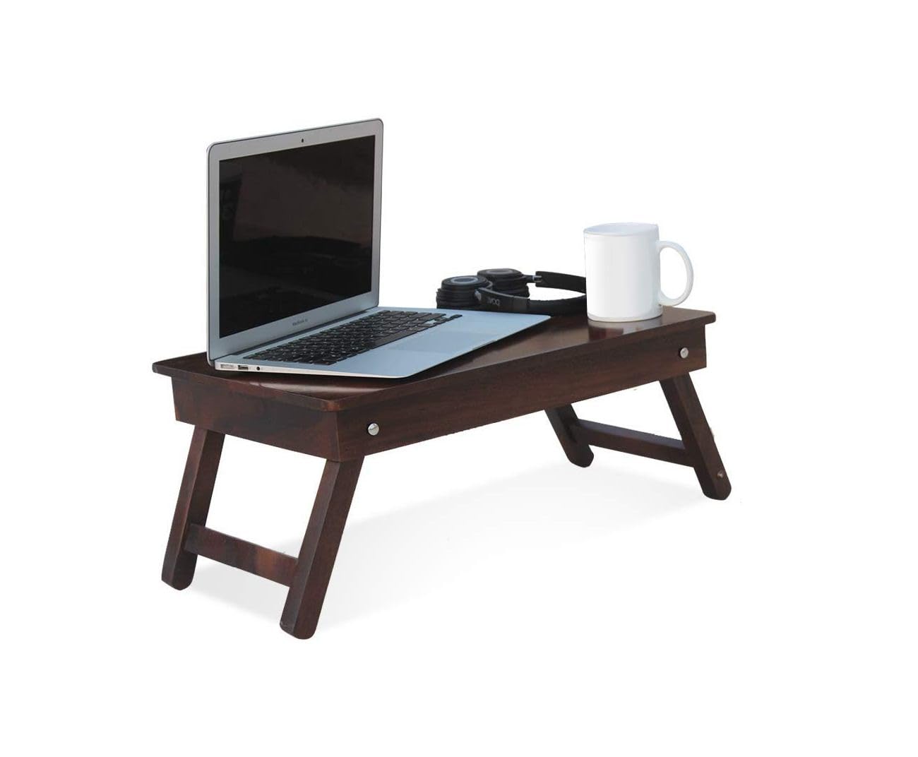 Murali Craft Sheesham Wood Foldable Laptop Desk – Walnut Finish