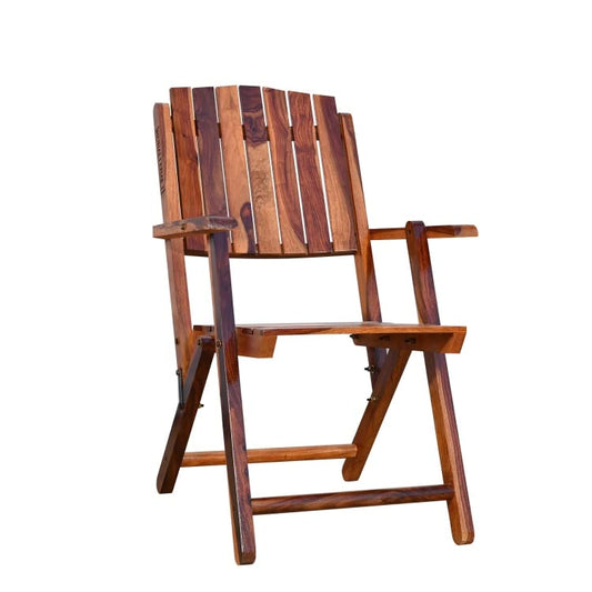 MURALICRAFT Wooden Folding Chair | Portable Foldable Armchair for Balcony, Patio, Living & Drawing Room | Solid Wood Sheesham