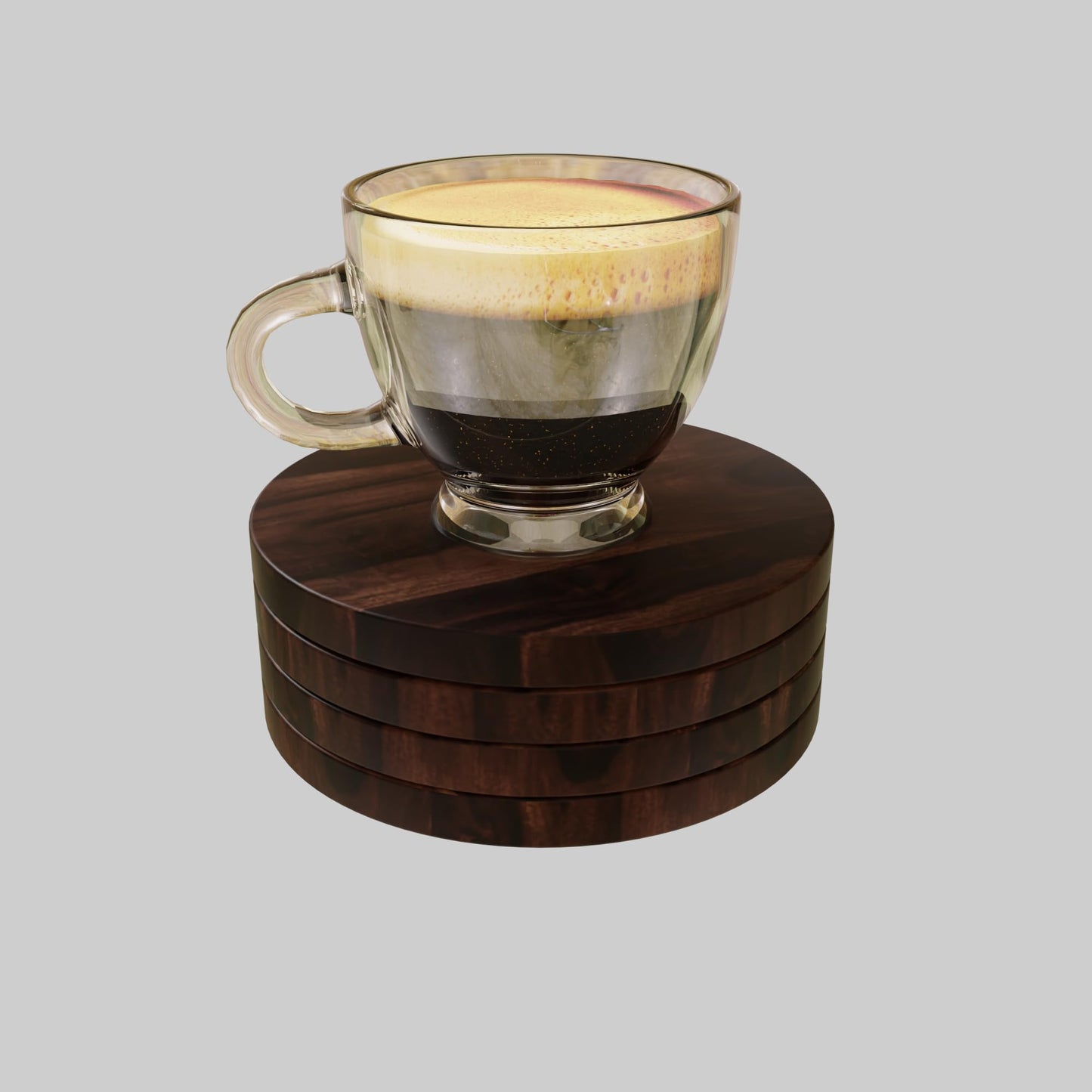 Murali Craft Sheesham Wood Round Tea Coaster Set – Walnut