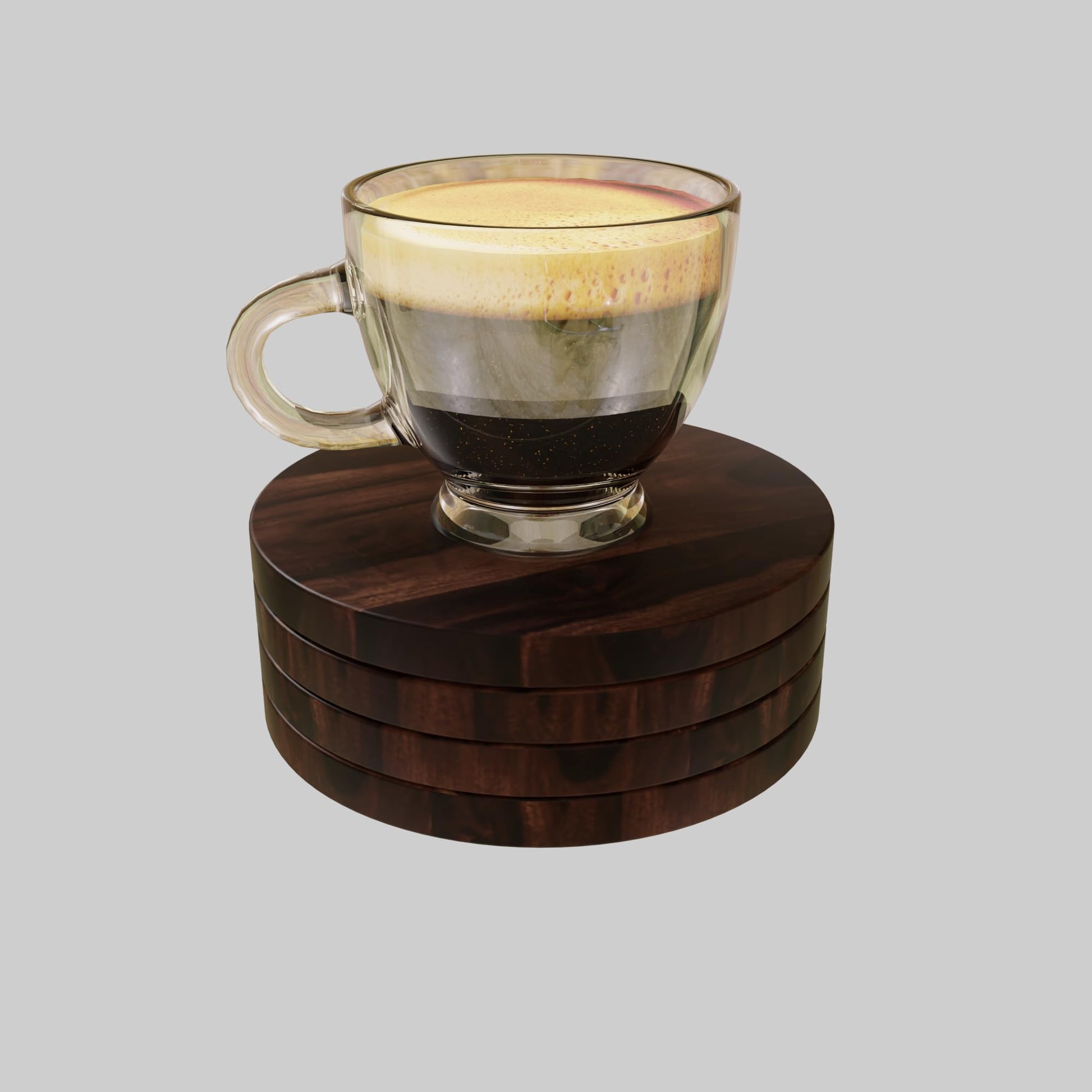 Murali Craft Sheesham Wood Round Tea Coaster Set – Walnut