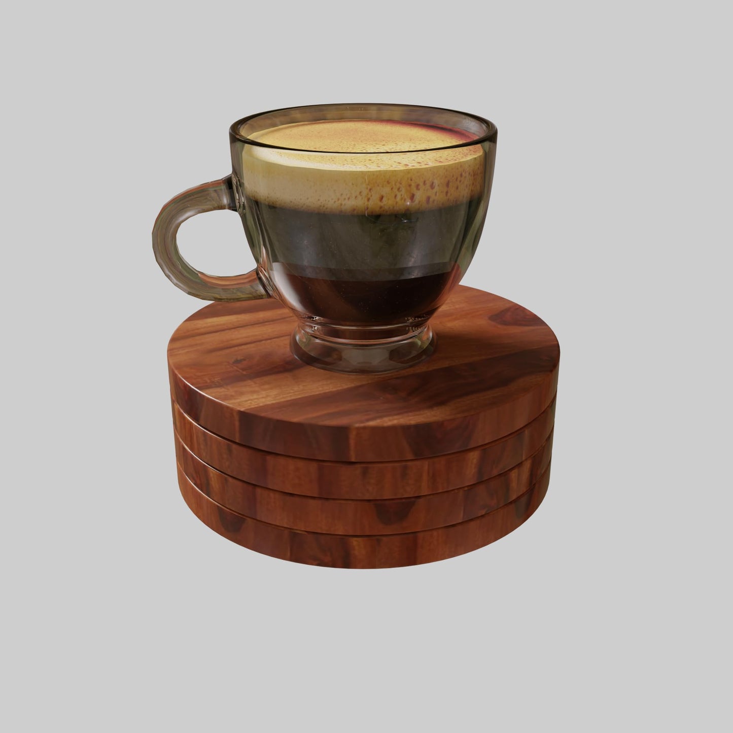 Murali Craft Sheesham Wood Round Tea Coaster Set – Brown