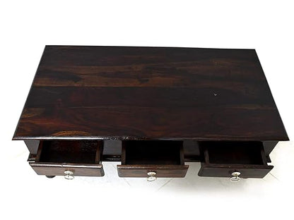 Murali Craft Solid Sheesham Wood Coffee Table with 3 Drawers
