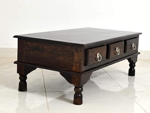 Murali Craft Solid Sheesham Wood Coffee Table with 3 Drawers