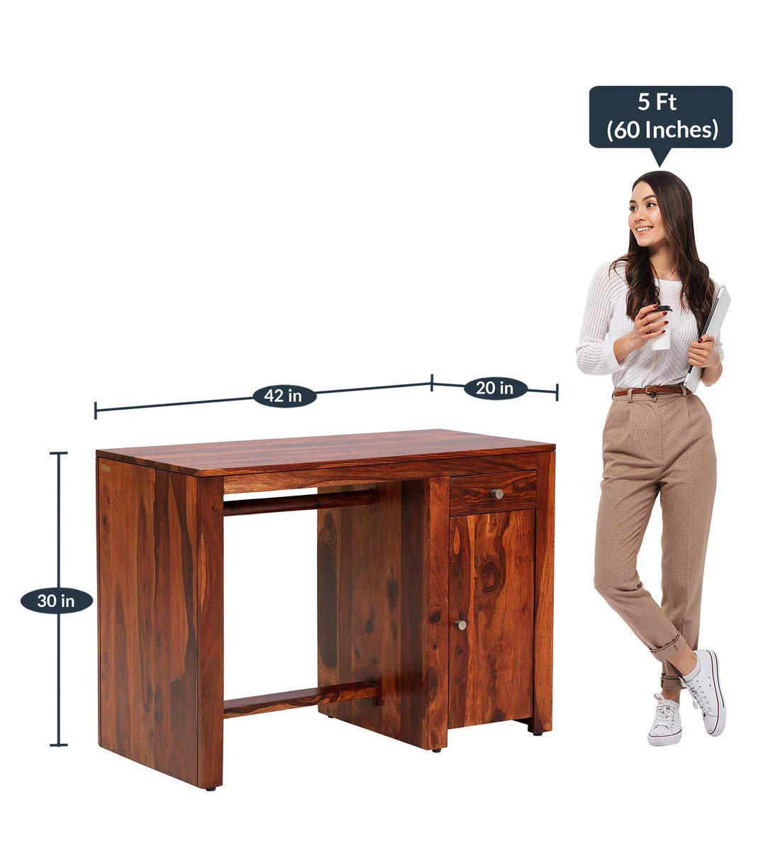 Murali Craft Sheesham Wood Study & Office Desk With Storage