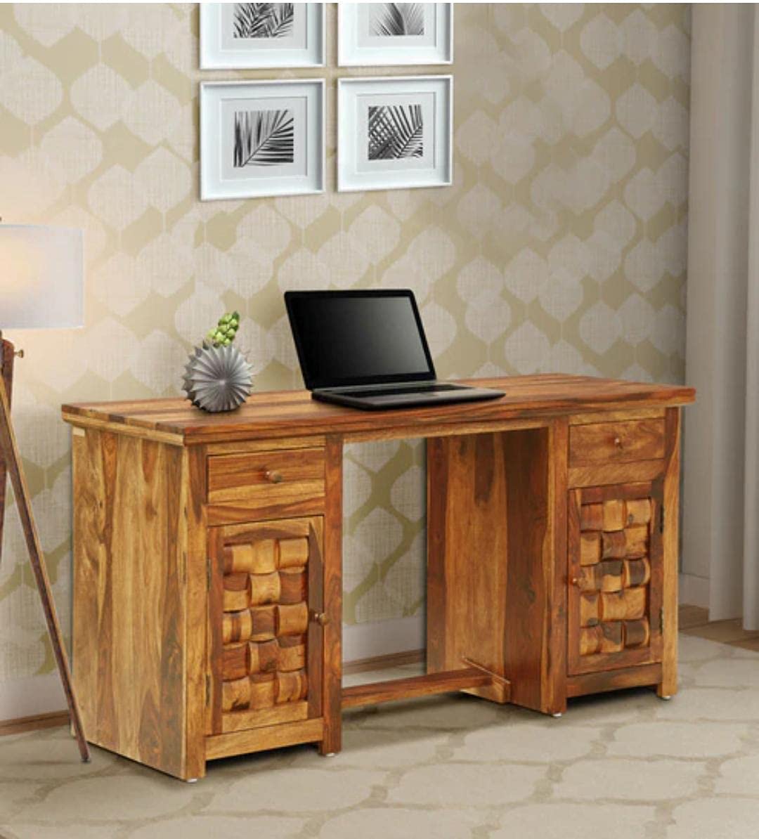 Murali Craft Sheesham Wood Study Desk With Storage – Teak Finish