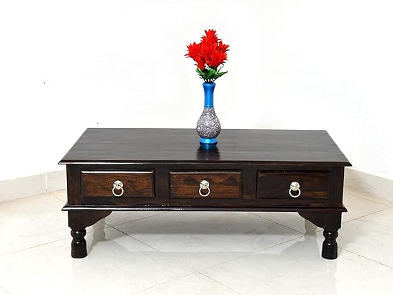 Murali Craft Solid Sheesham Wood Coffee Table with 3 Drawers