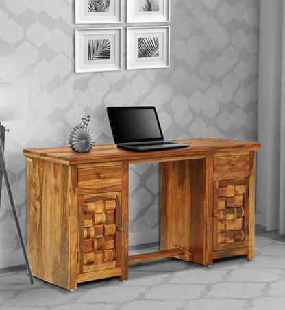 Murali Craft Sheesham Wood Study Desk With Storage – Teak Finish