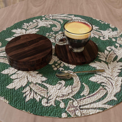 Murali Craft Sheesham Wood Round Tea Coaster Set – Walnut