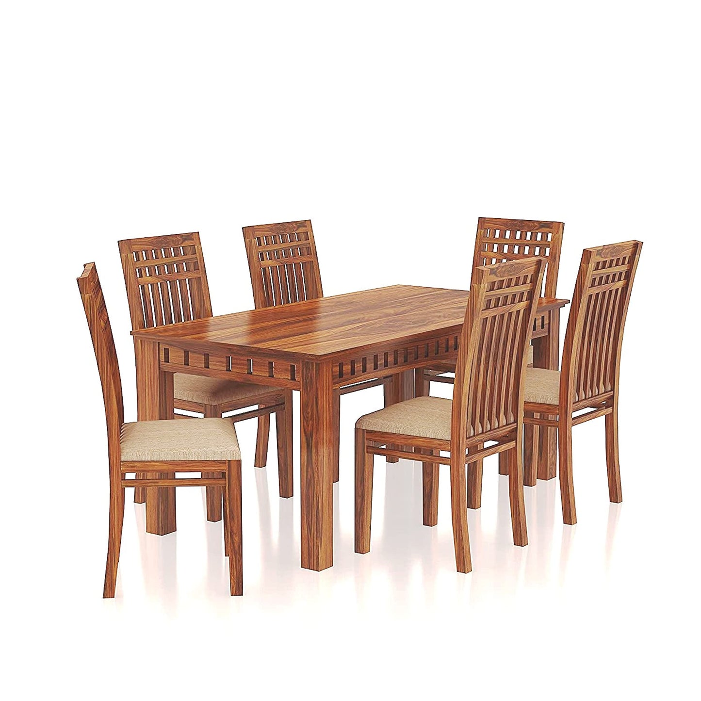 Murali Craft Sheesham Wood Dining Table Set 6 Seater – Natural Finish